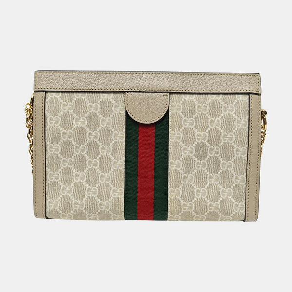 Ophidia Small Monogram Coated Canvas Beige