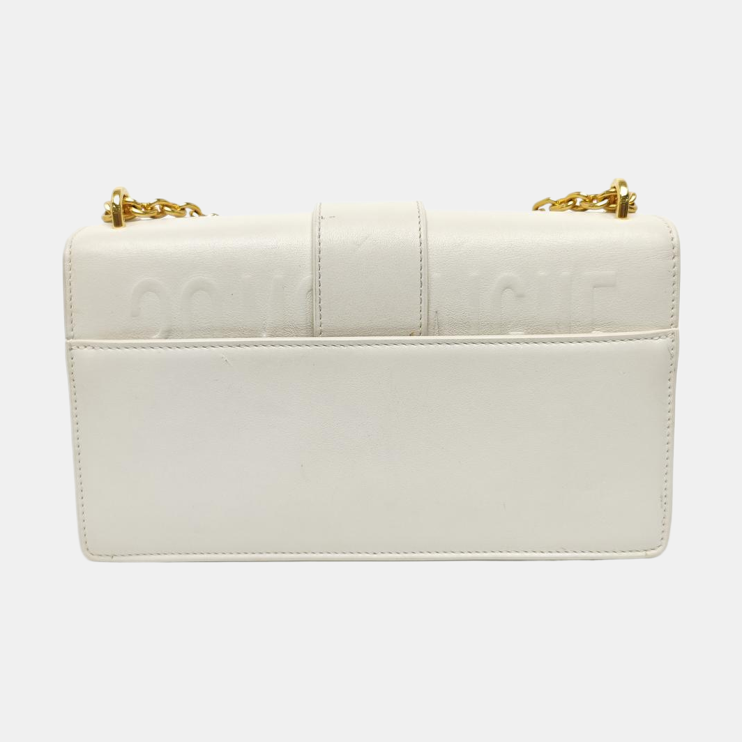30 Montaigne East-West Mini Calfskin White