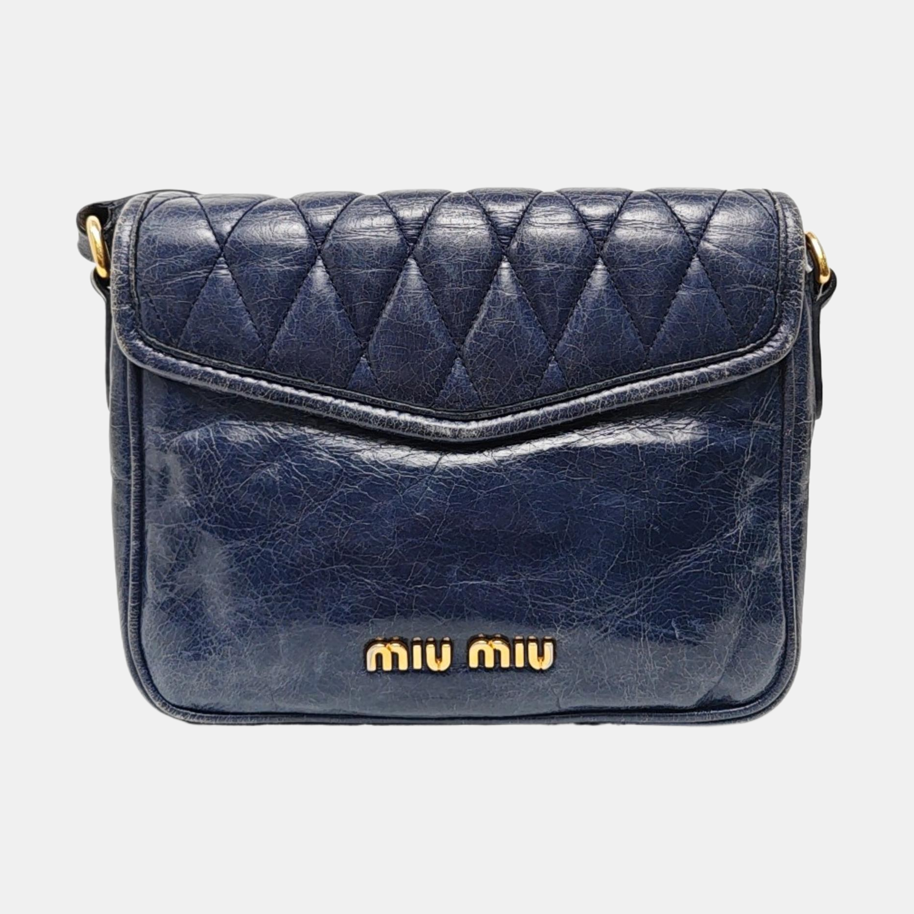 Quilted Lambskin Shoulder Bag Blue