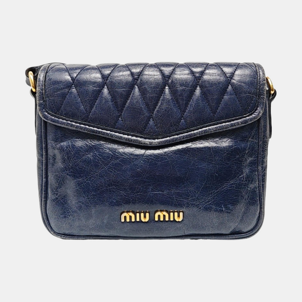 Quilted Lambskin Shoulder Bag Blue