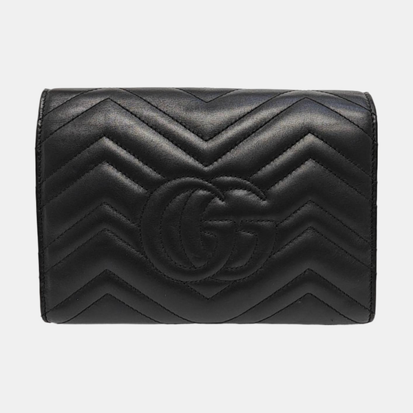 GG Marmont Mini Chevron Calfskin Black