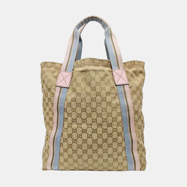 Monogram Canvas Tote Bag Beige