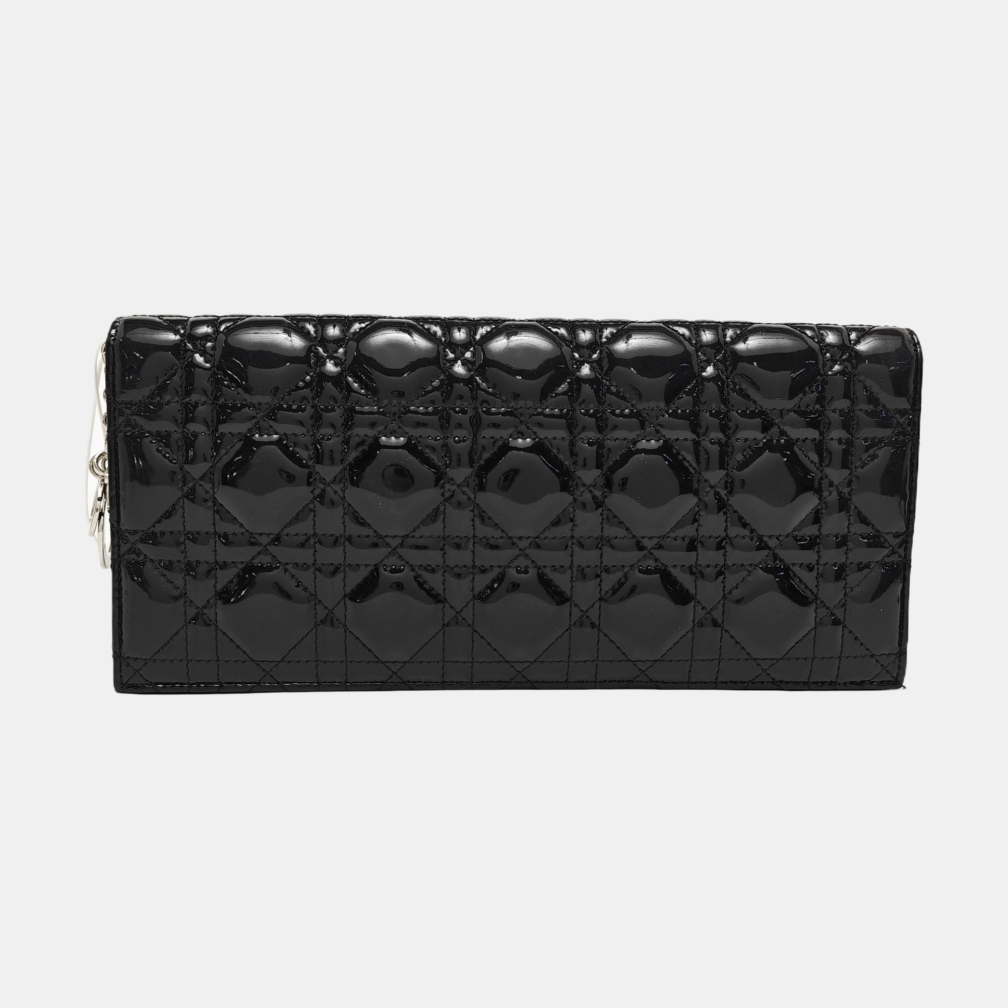 Lady Dior Medium Cannage Patent Leather Black