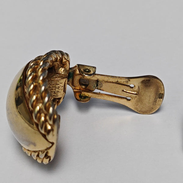 Twist Round Metal Gold Clip On Earrings