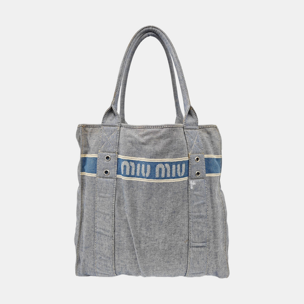 Canvas Top Handle Bag Blue