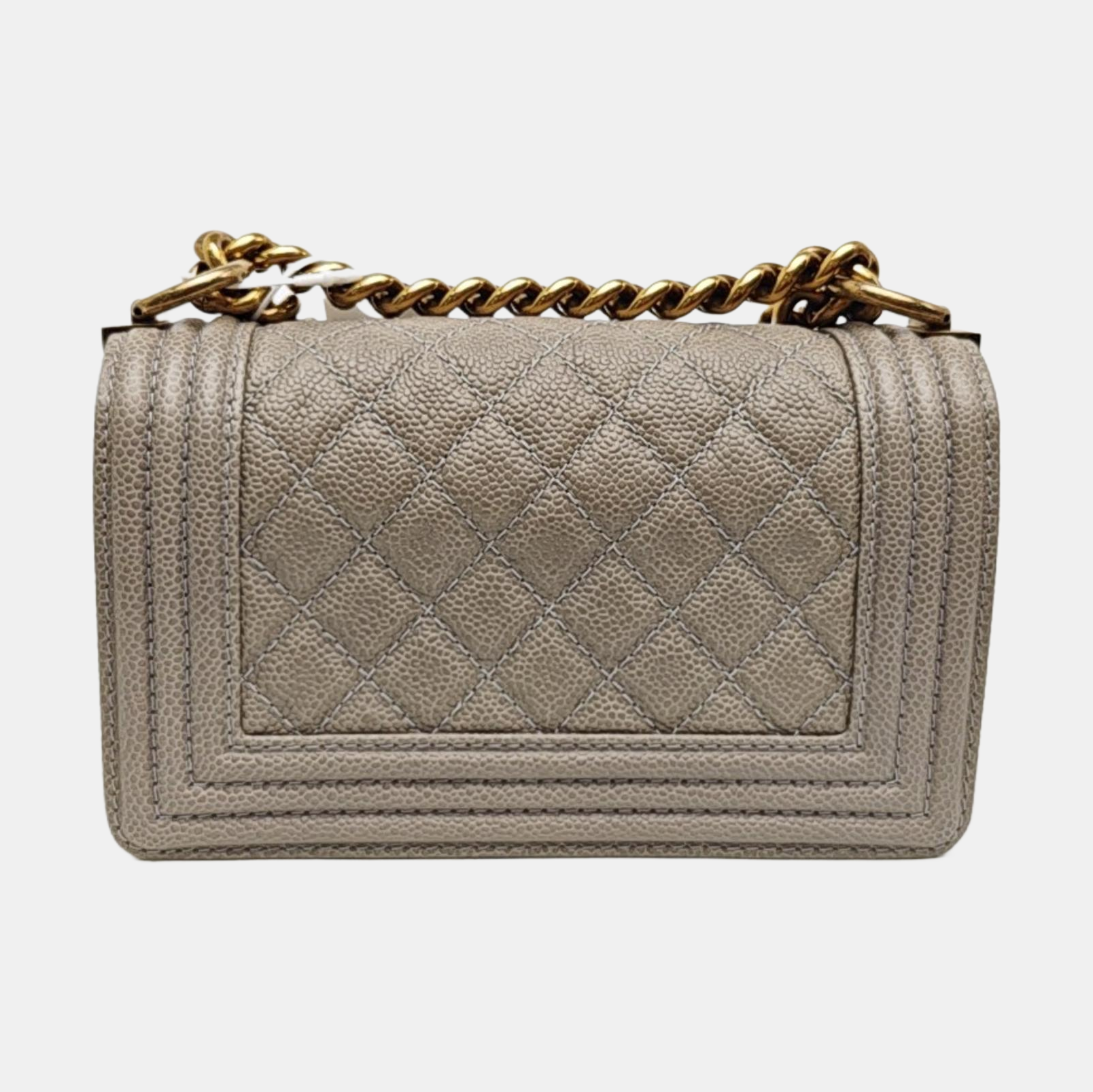 BOY CHANEL Small Quilted Grained Calfskin Gray
