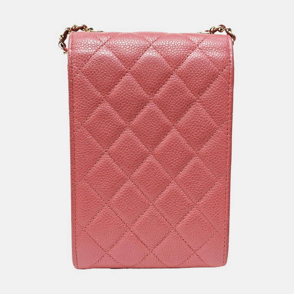DOUBLE CC Quilted Grained Calfskin Pink