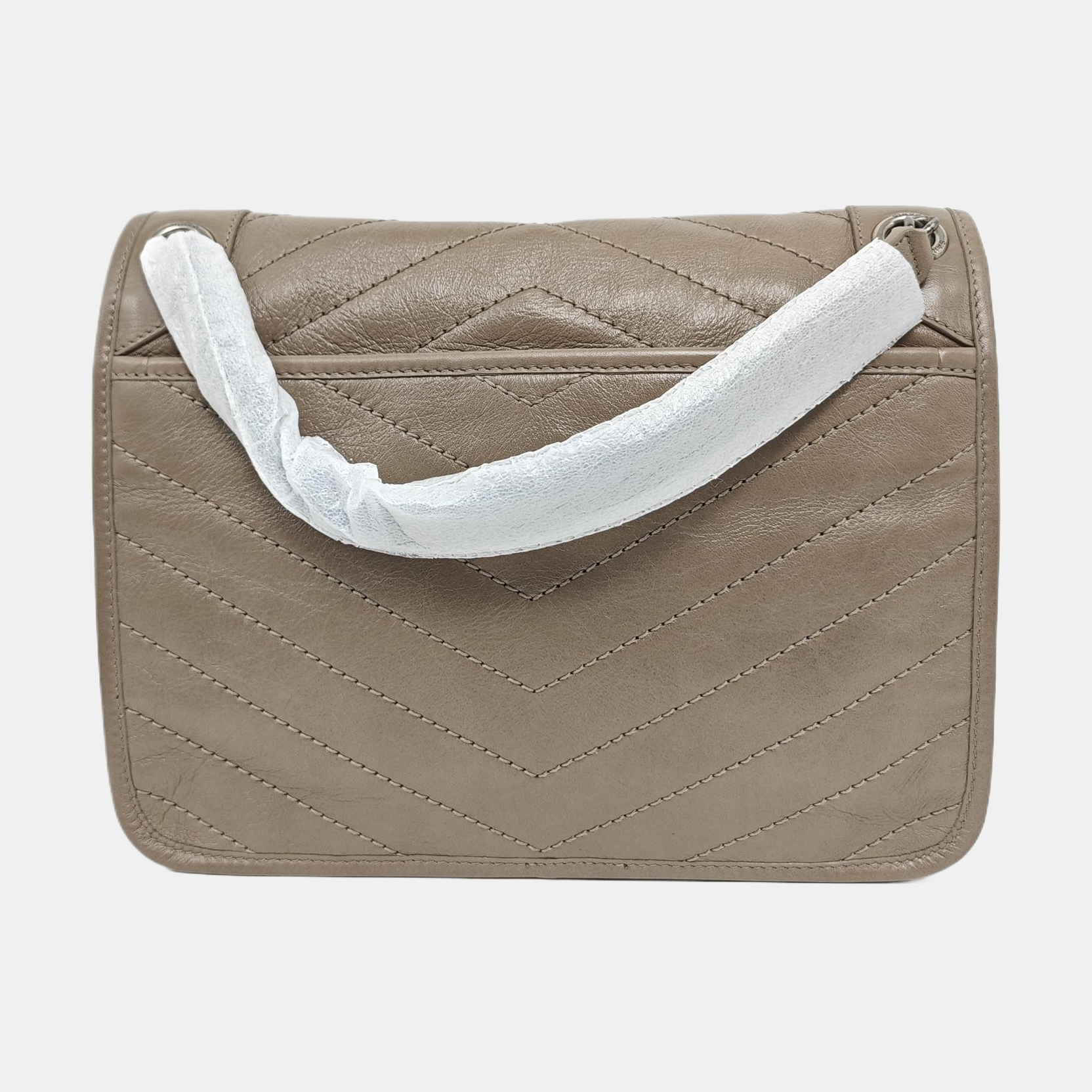 NIKI Medium Chevron Calfskin Beige