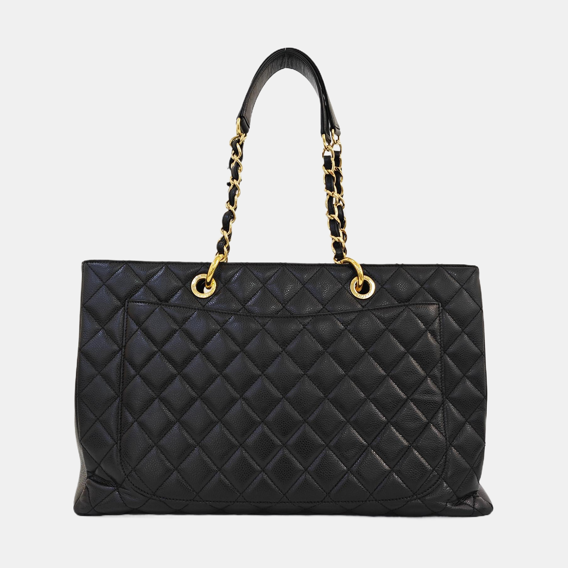 CHANEL GST Extra Large Quilted Grained Calfskin Black