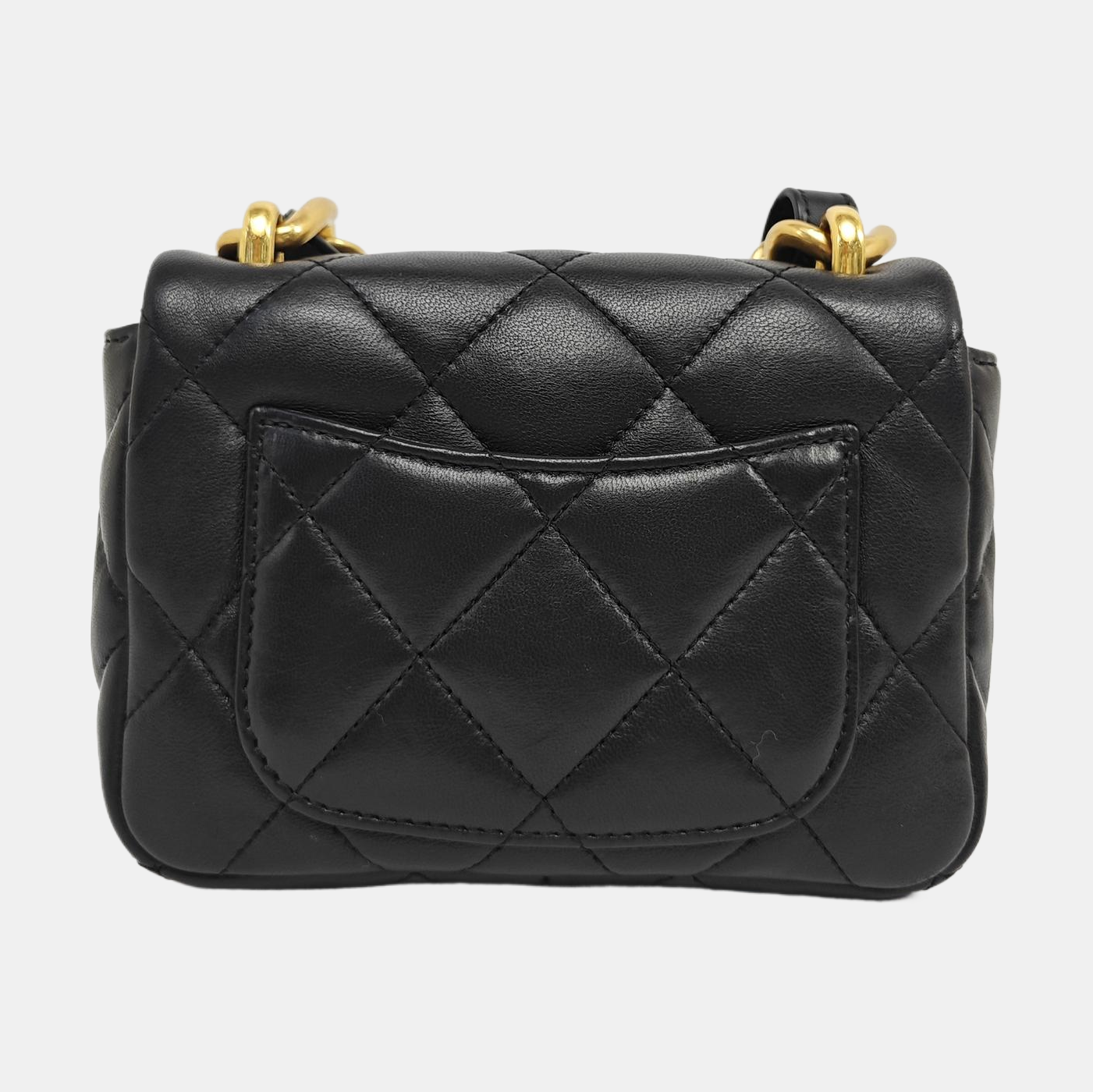 Authenticated pre-owned  CLASSIC FLAP Mini Quilted Lambskin Black - Top Handle Bag at Looply