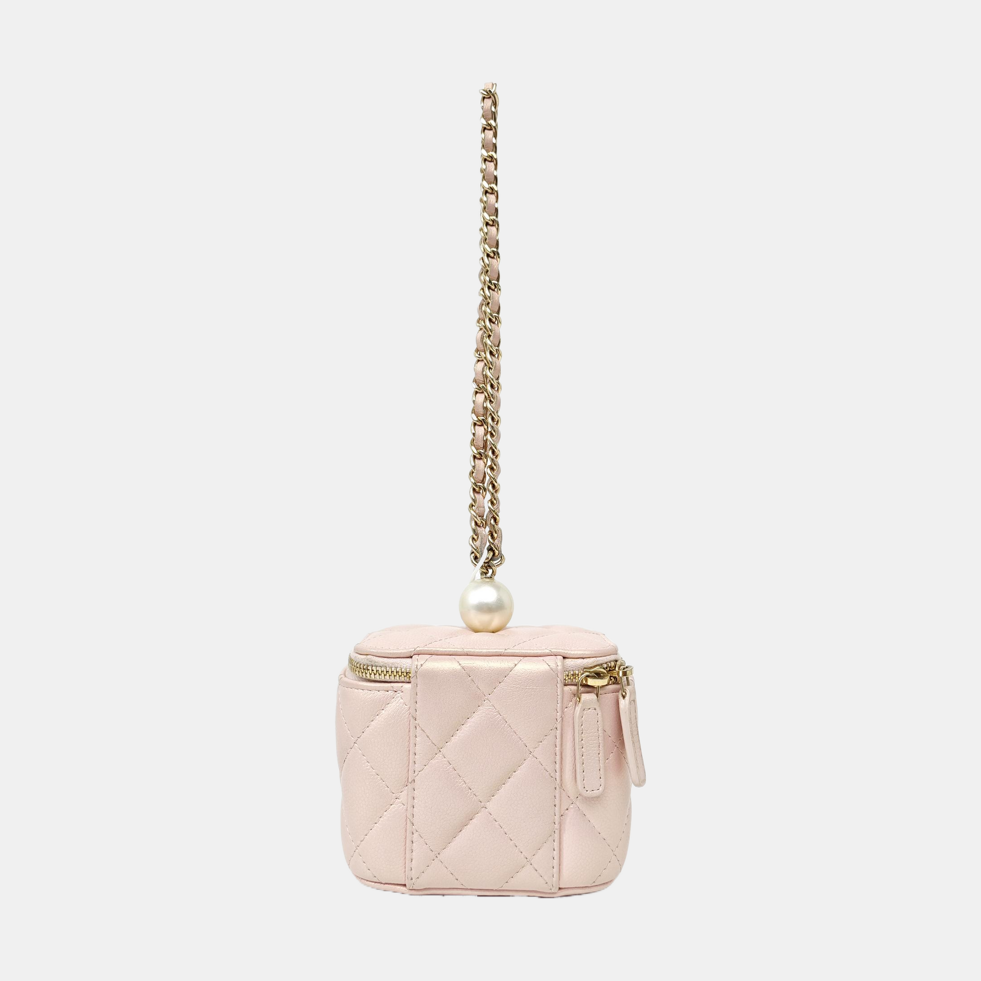 Quilted Calfskin Top Handle Bag Pink