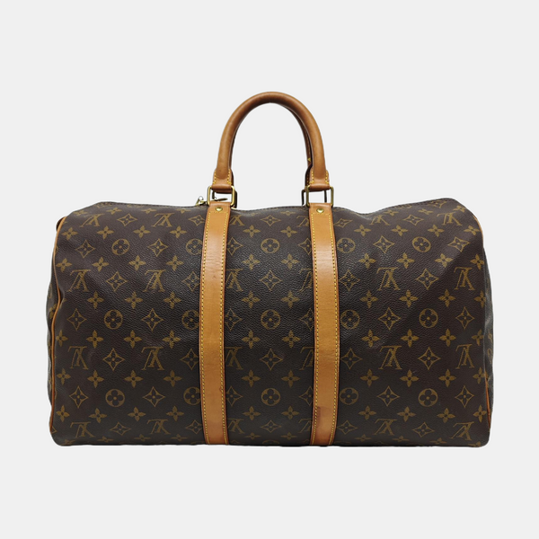 KEEPALL 45 Monogram Coated Canvas Brown