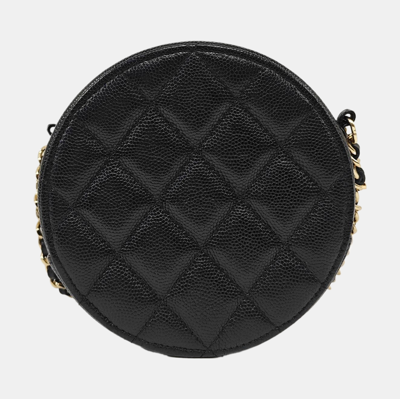 ROUND Quilted Grained Calfskin Black