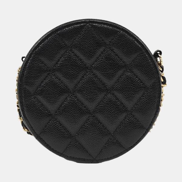 ROUND Quilted Grained Calfskin Black