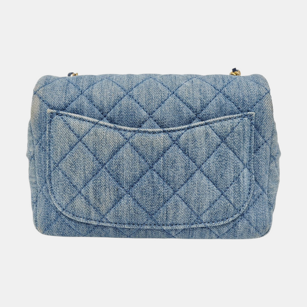 CLASSIC FLAP Mini Quilted Denim Blue