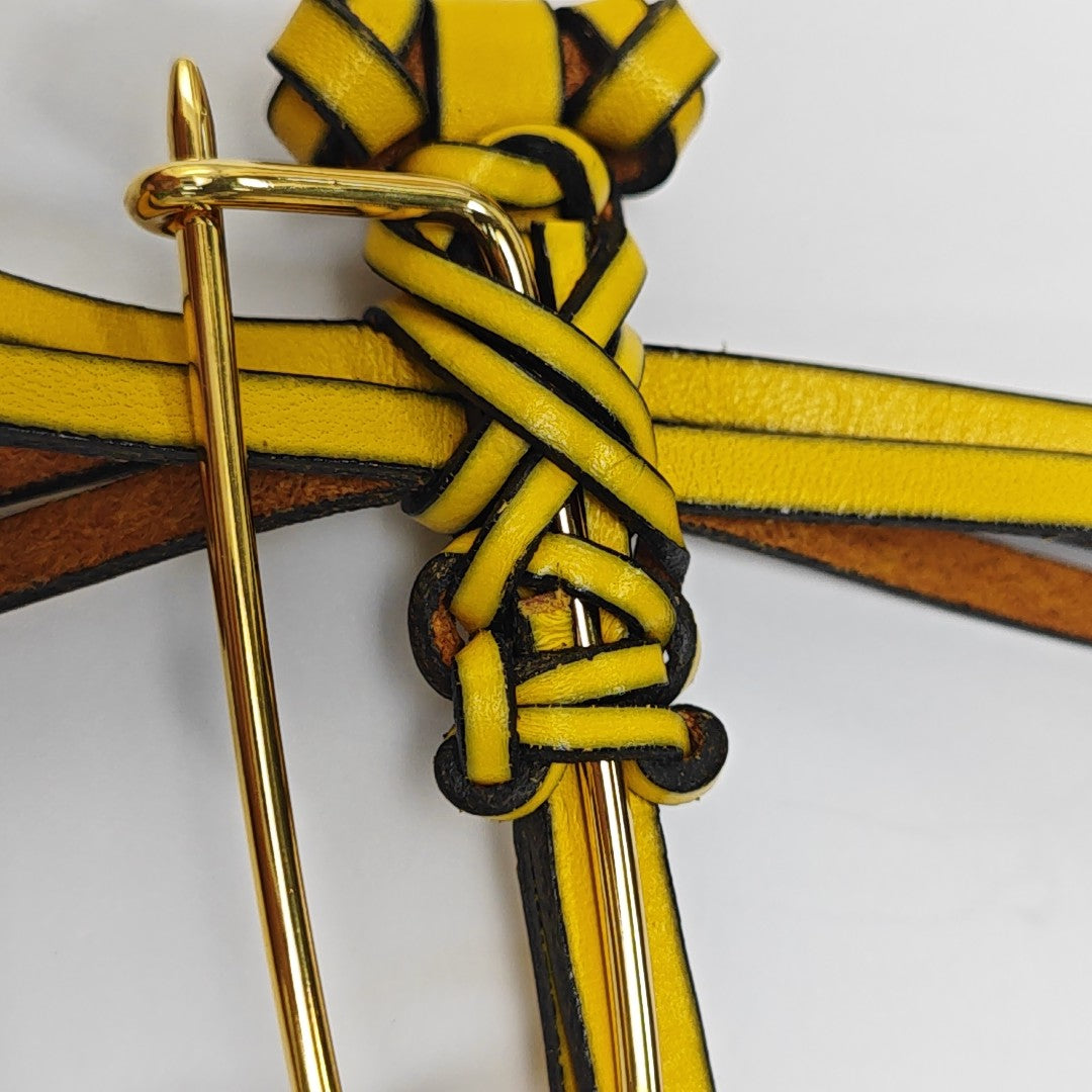 Leather Yellow Brooch