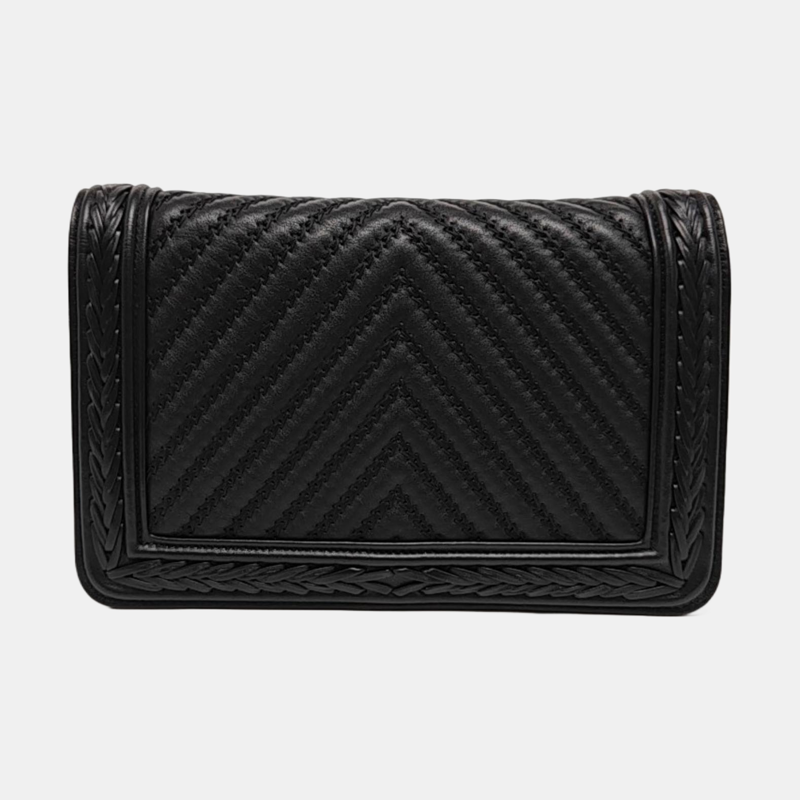 BOY CHANEL Mini Chevron Calfskin Black