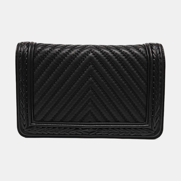 BOY CHANEL Mini Chevron Calfskin Black