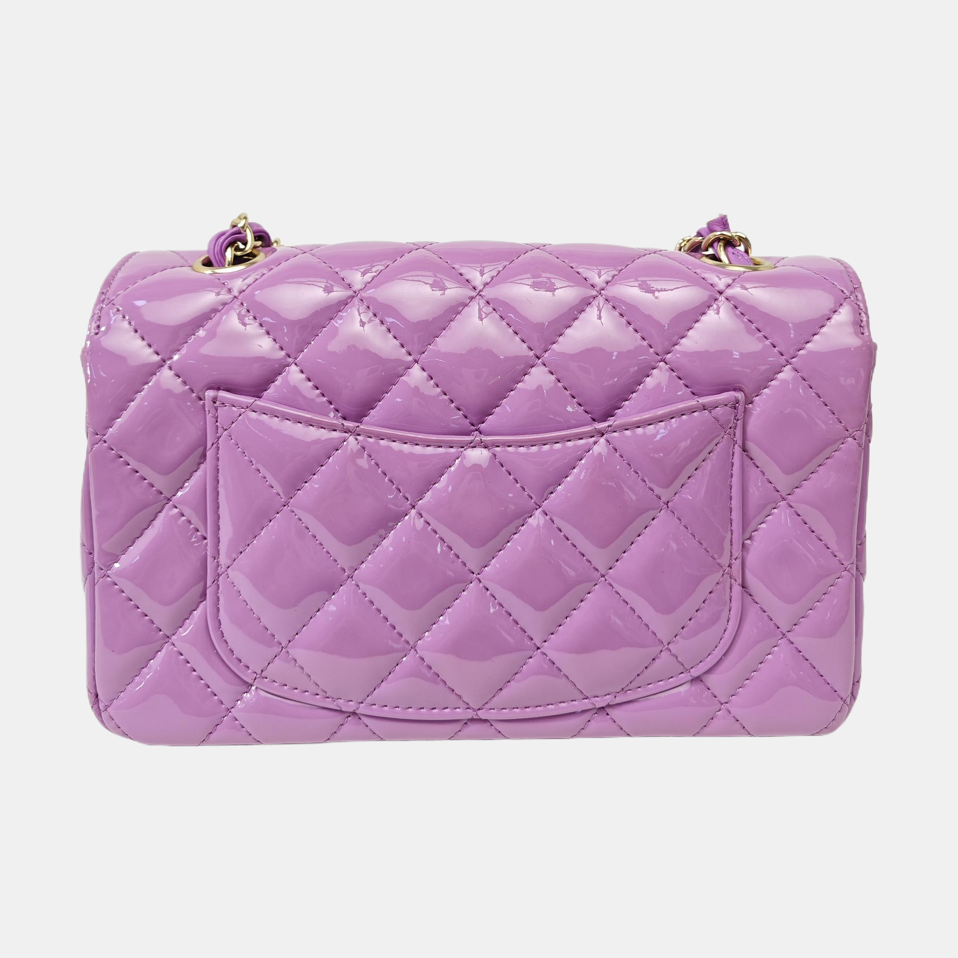 CLASSIC FLAP Mini Quilted Patent Leather Purple