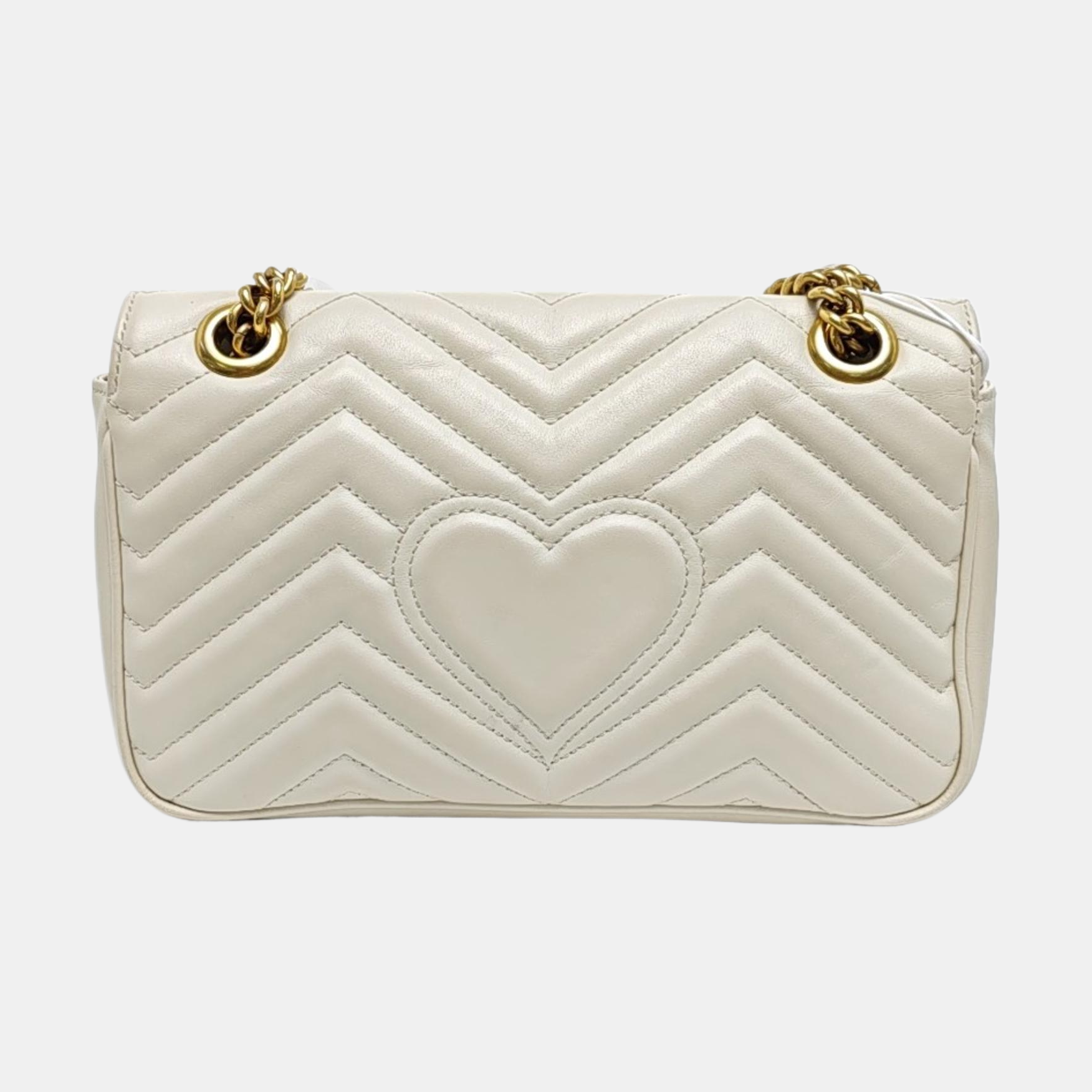 GG Marmont Medium Quilted Calfskin White