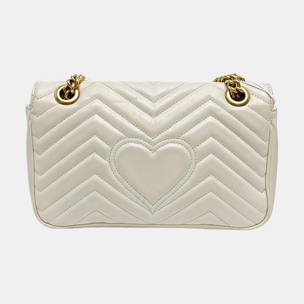 GG Marmont Medium Quilted Calfskin White
