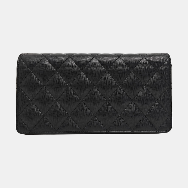 Quilted Grained Calfskin Shoulder Bag Black