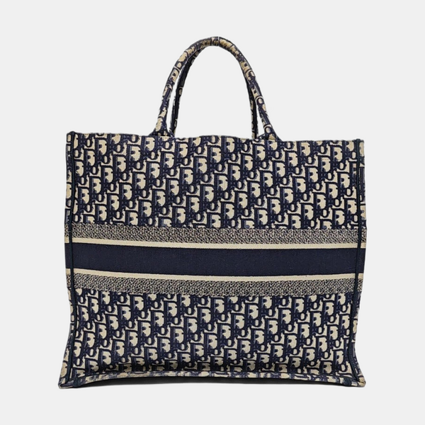 Book Tote Large Oblique Canvas Beige
