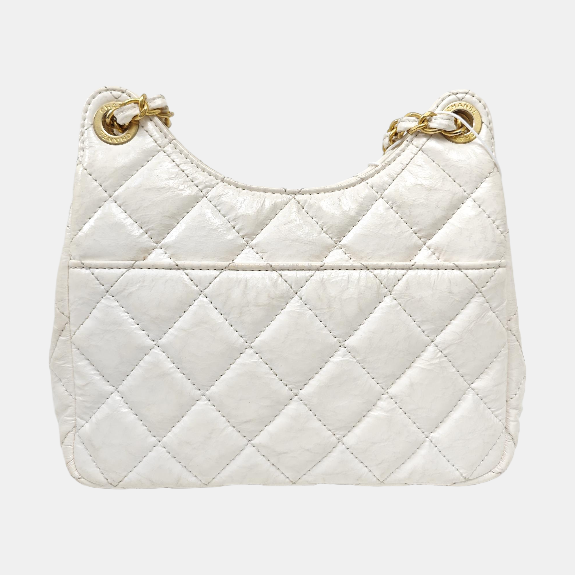 23C HOBO Small Quilted Calfskin White