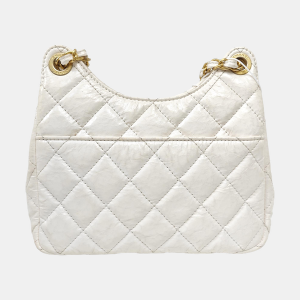 23C HOBO Small Quilted Calfskin White