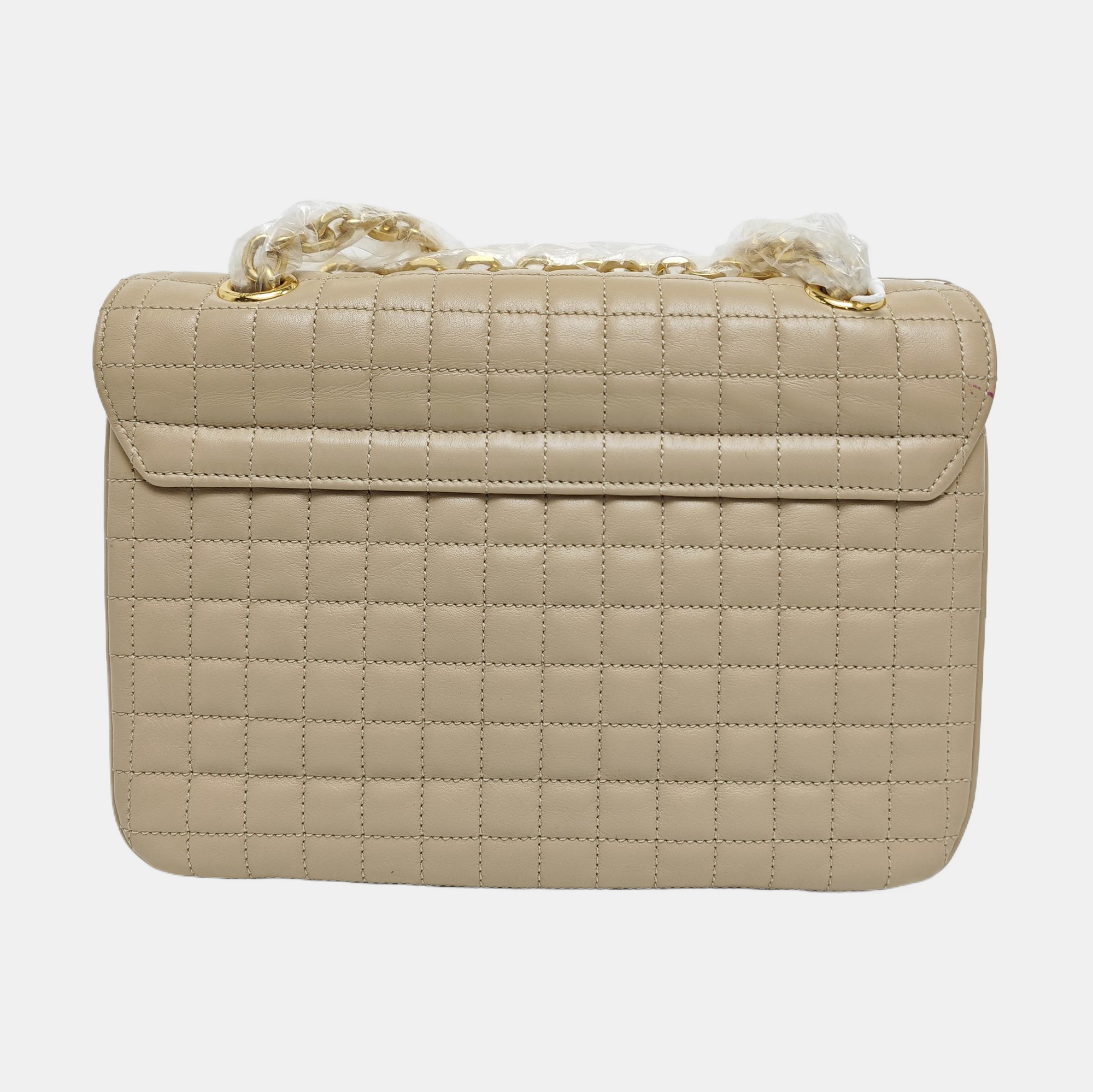 Authenticated pre-owned  C Medium Quilted Calfskin Beige - Shoulder Bag at Looply