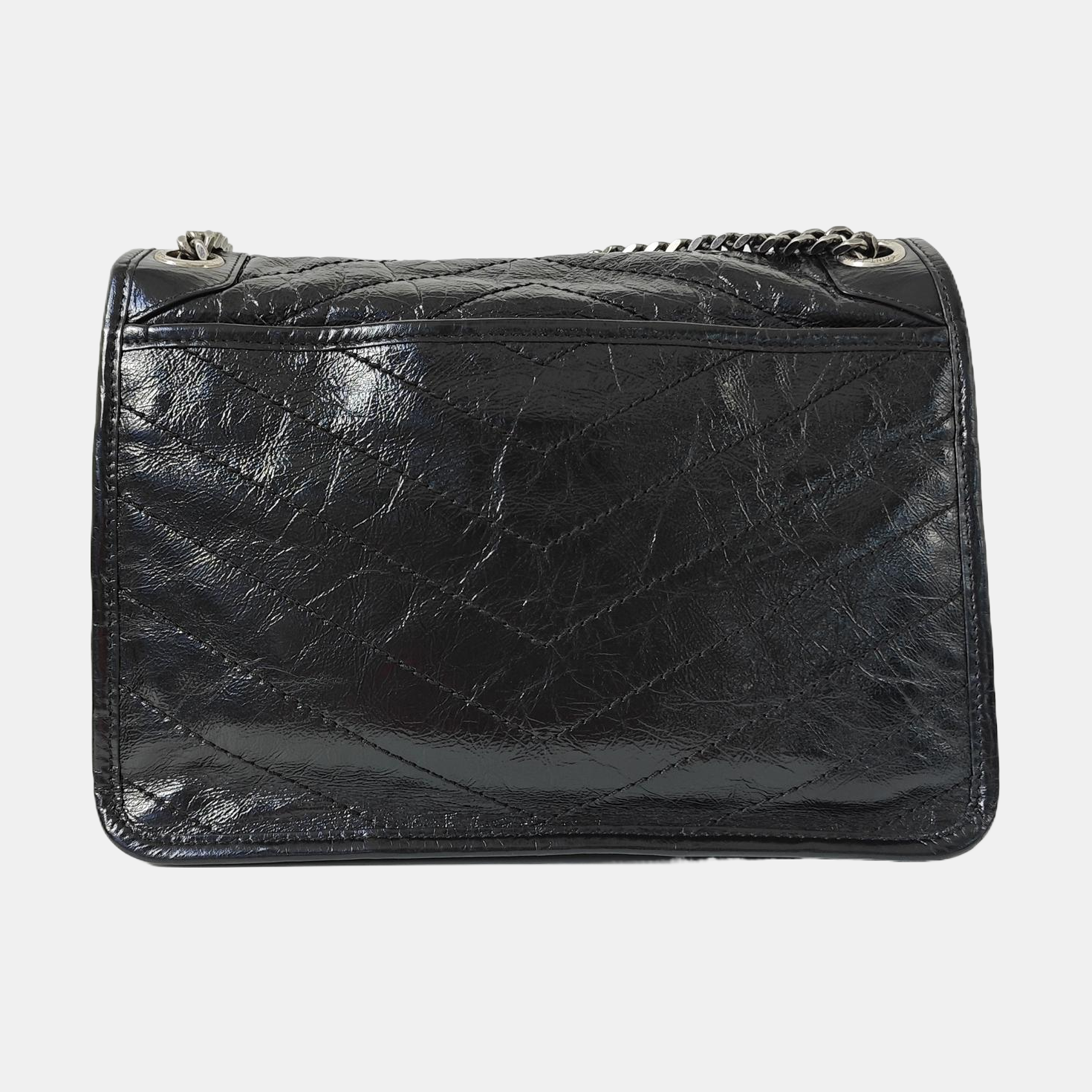 NIKI Medium Chevron Calfskin Black