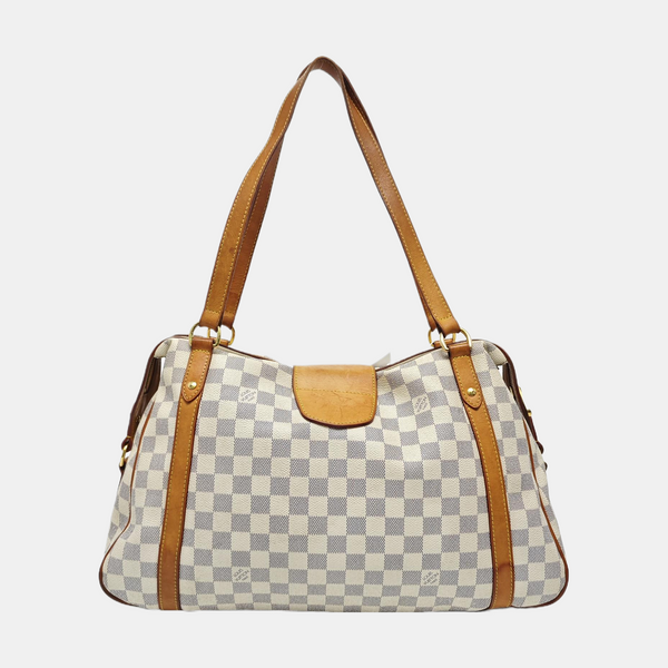 STRESA Damier Azur Coated Canvas White