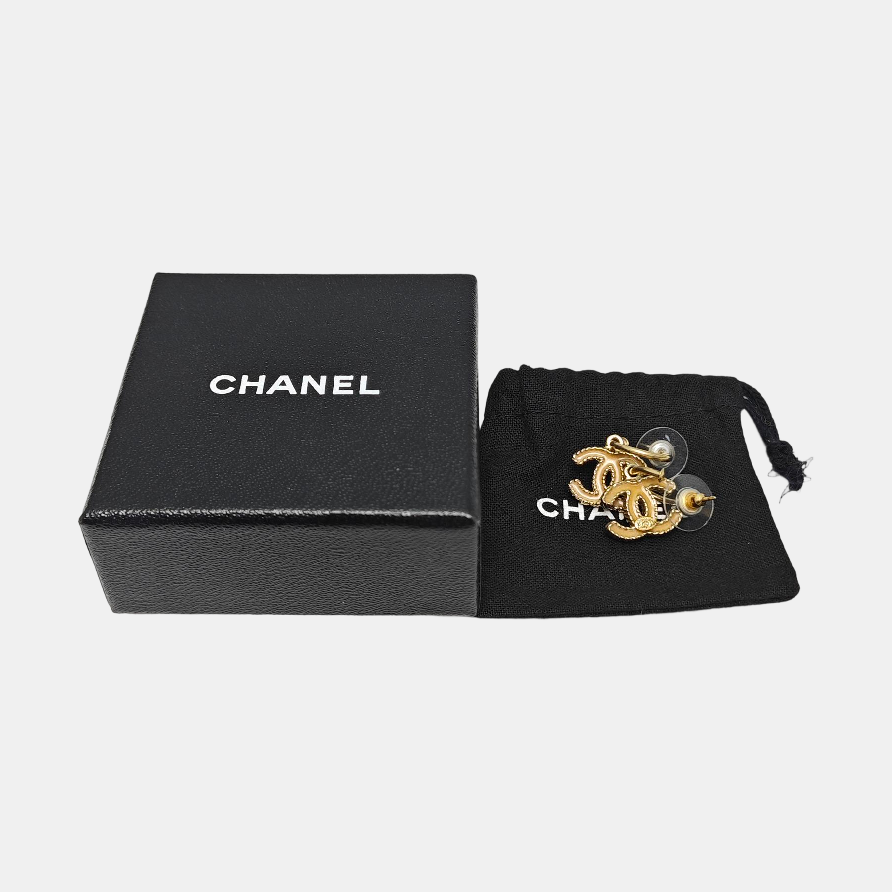 CC Logo Metal Gold Earrings