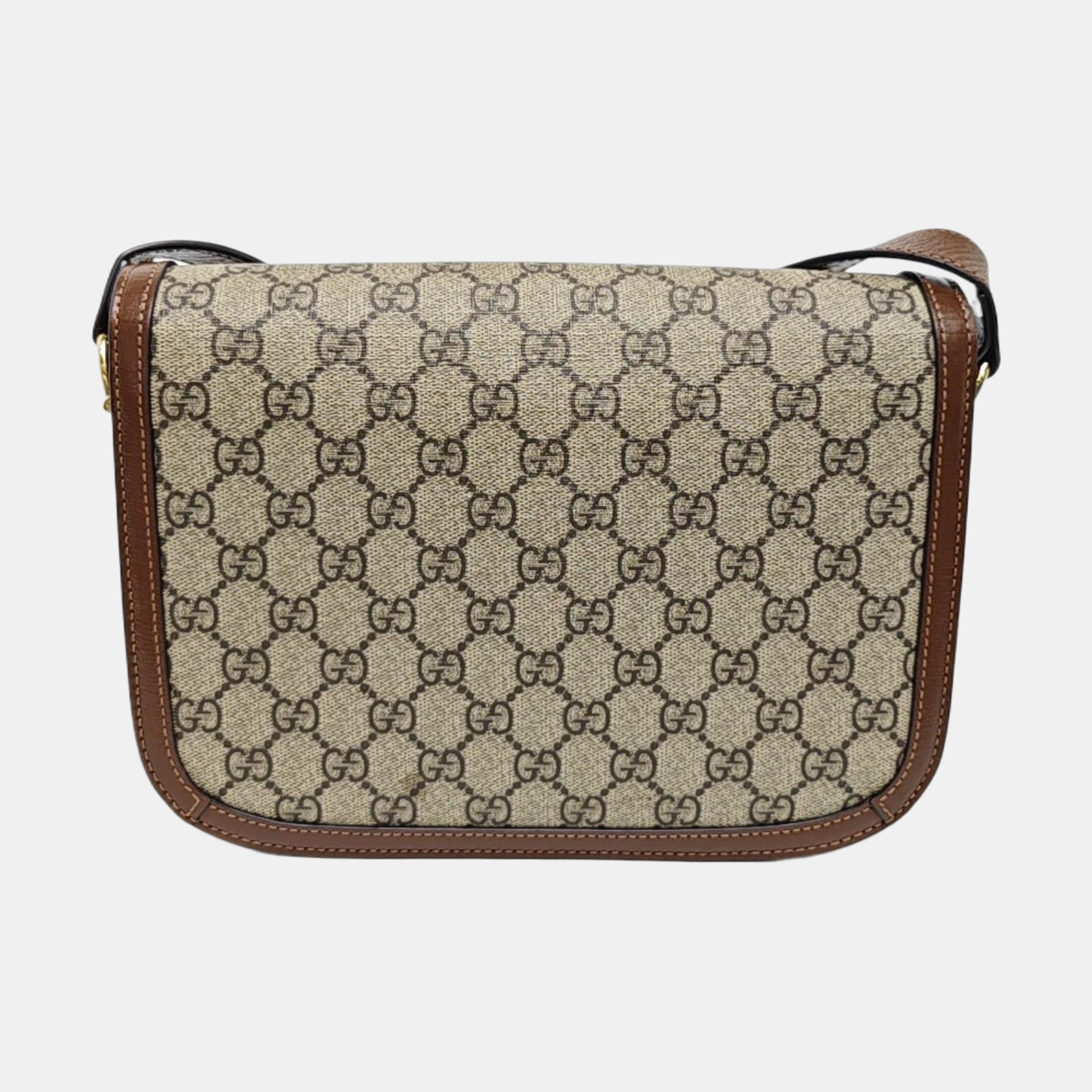 Horsebit 1955 Medium Monogram Coated Canvas Beige