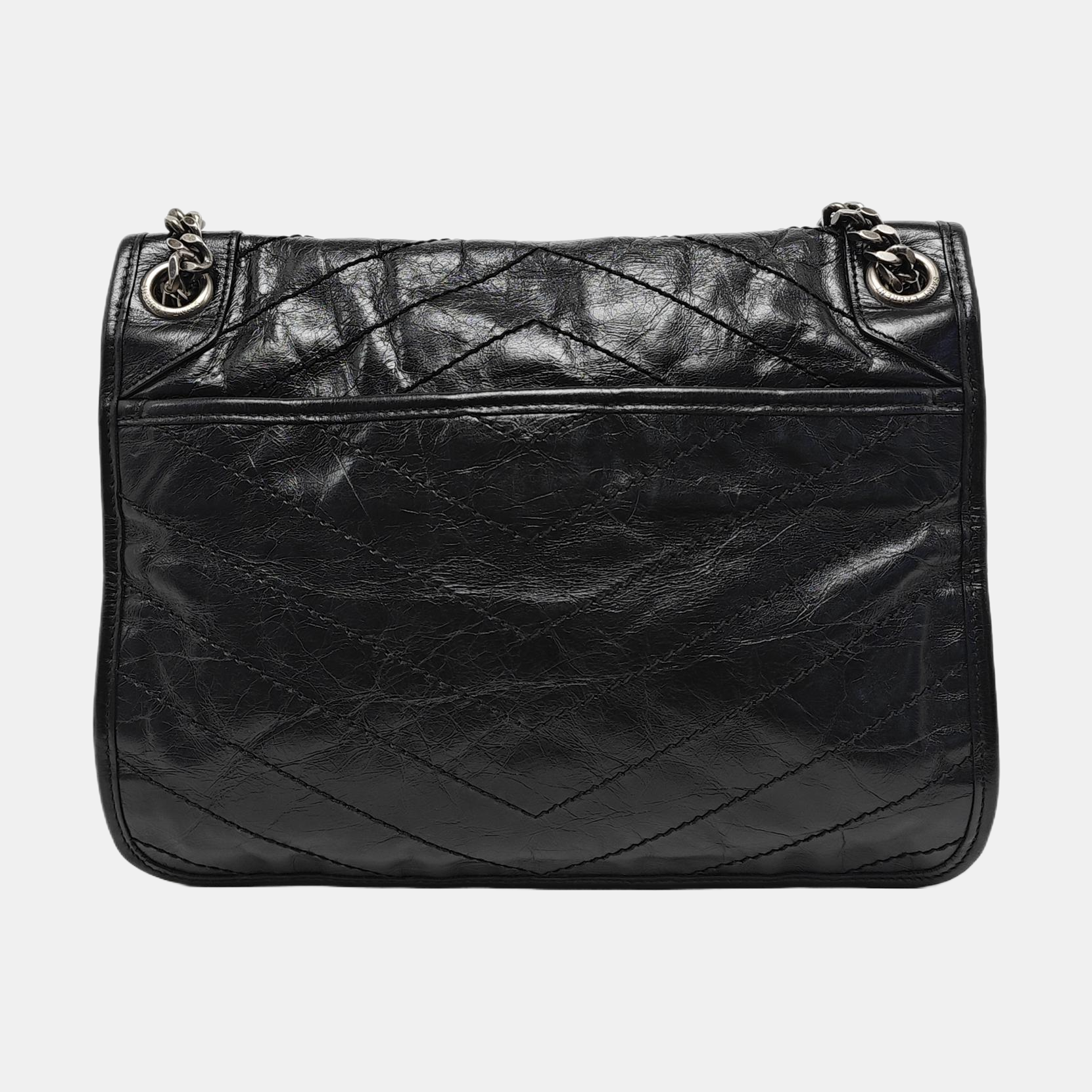 NIKI Medium Chevron Calfskin Black