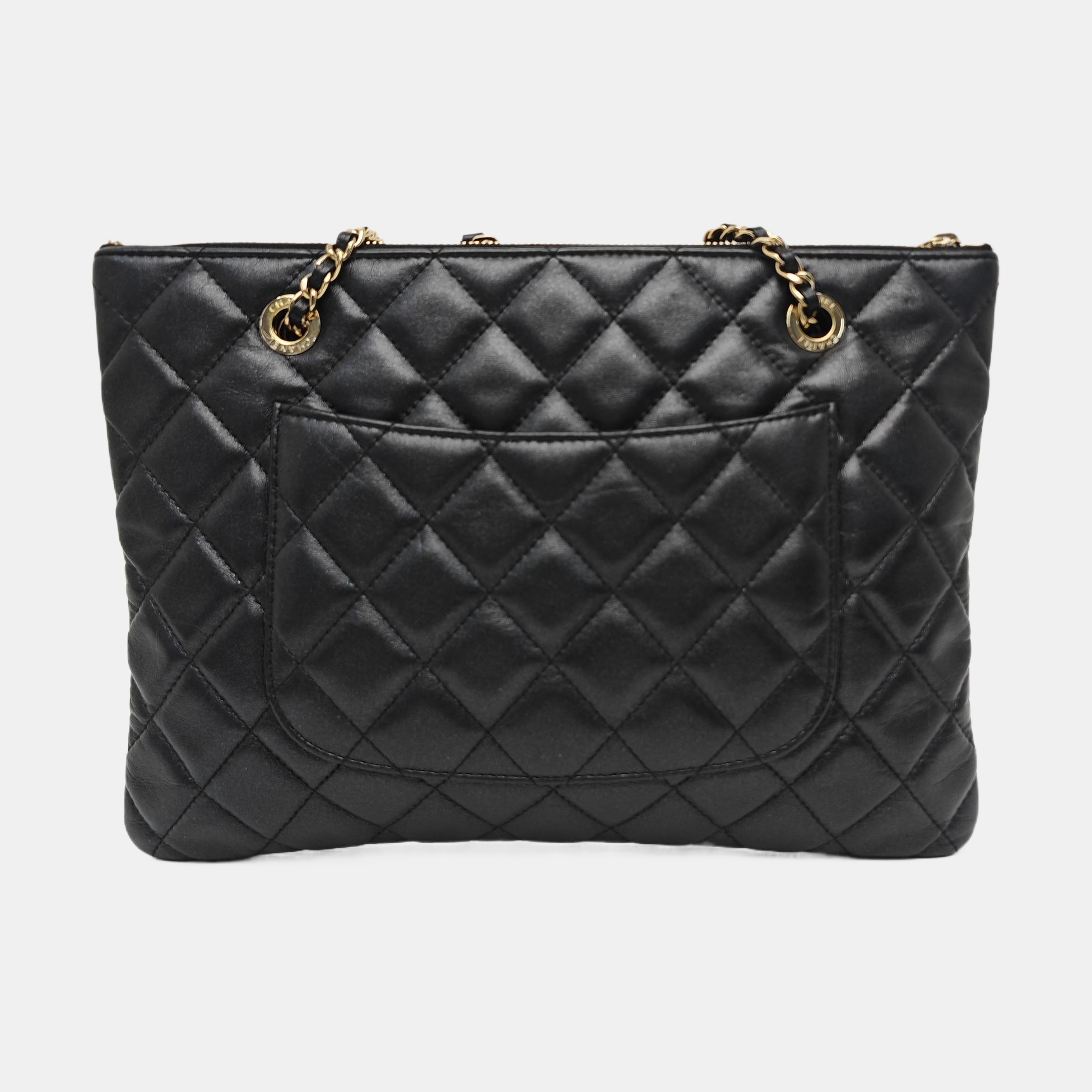 Quilted Calfskin Shoulder Bag Black