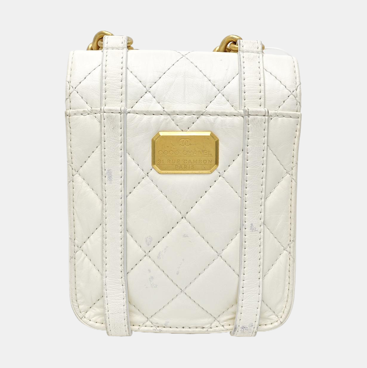 Quilted Calfskin Shoulder Bag Mini White