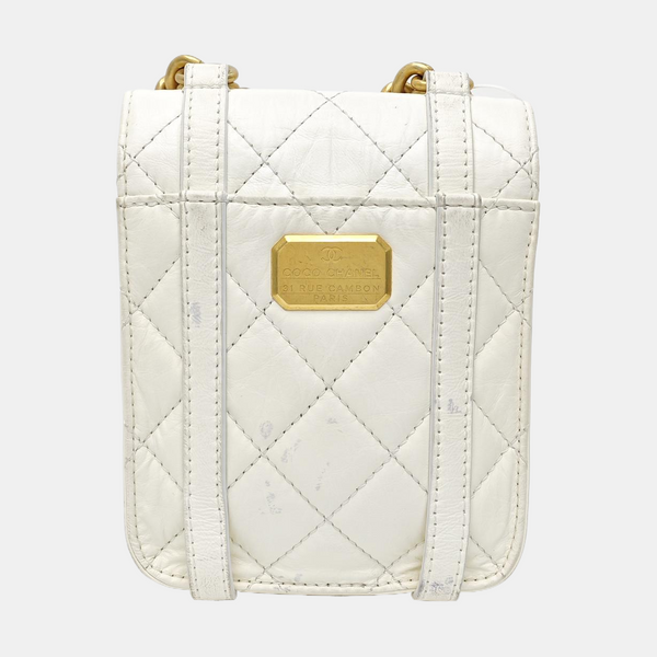 Quilted Calfskin Shoulder Bag Mini White