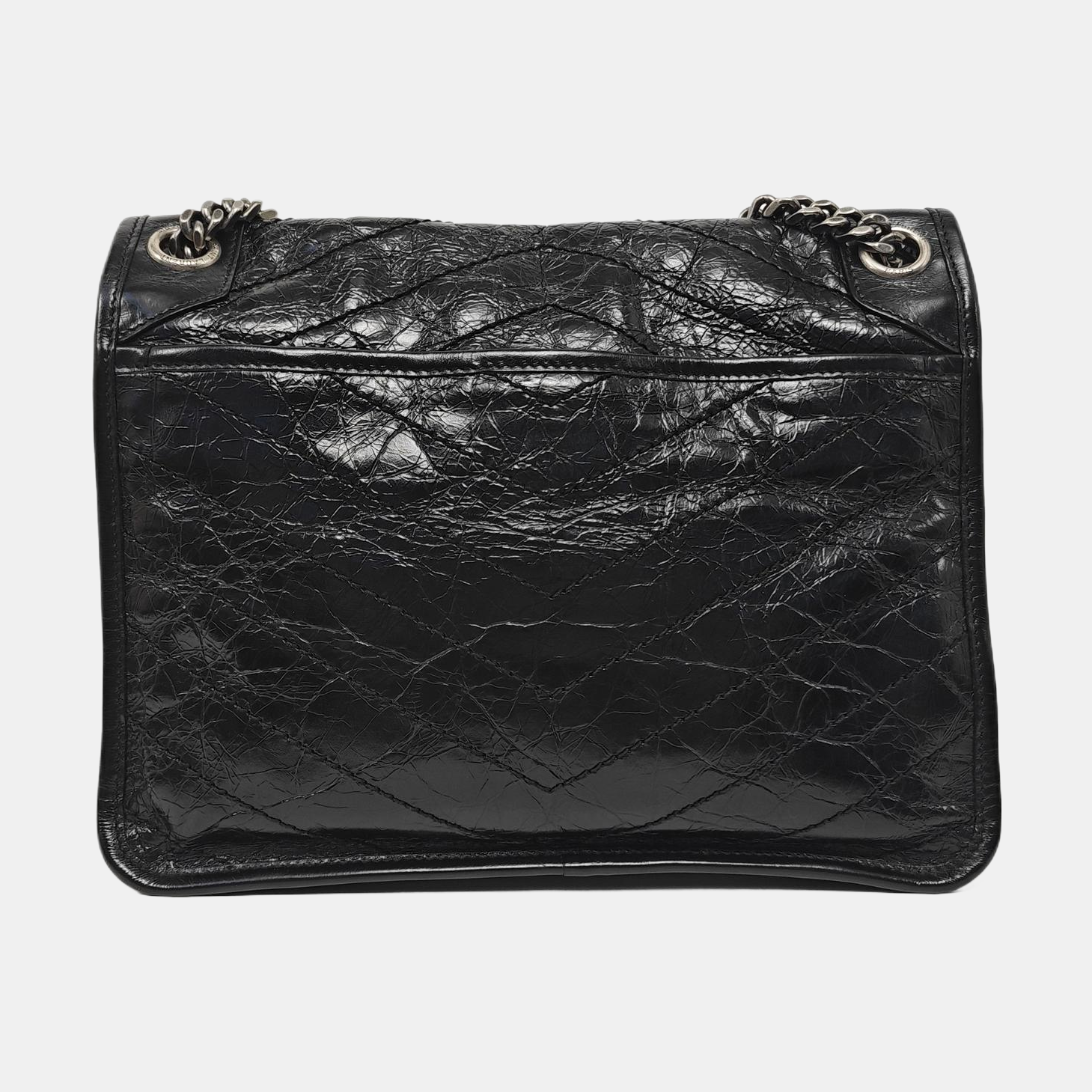 NIKI Medium Chevron Calfskin Black