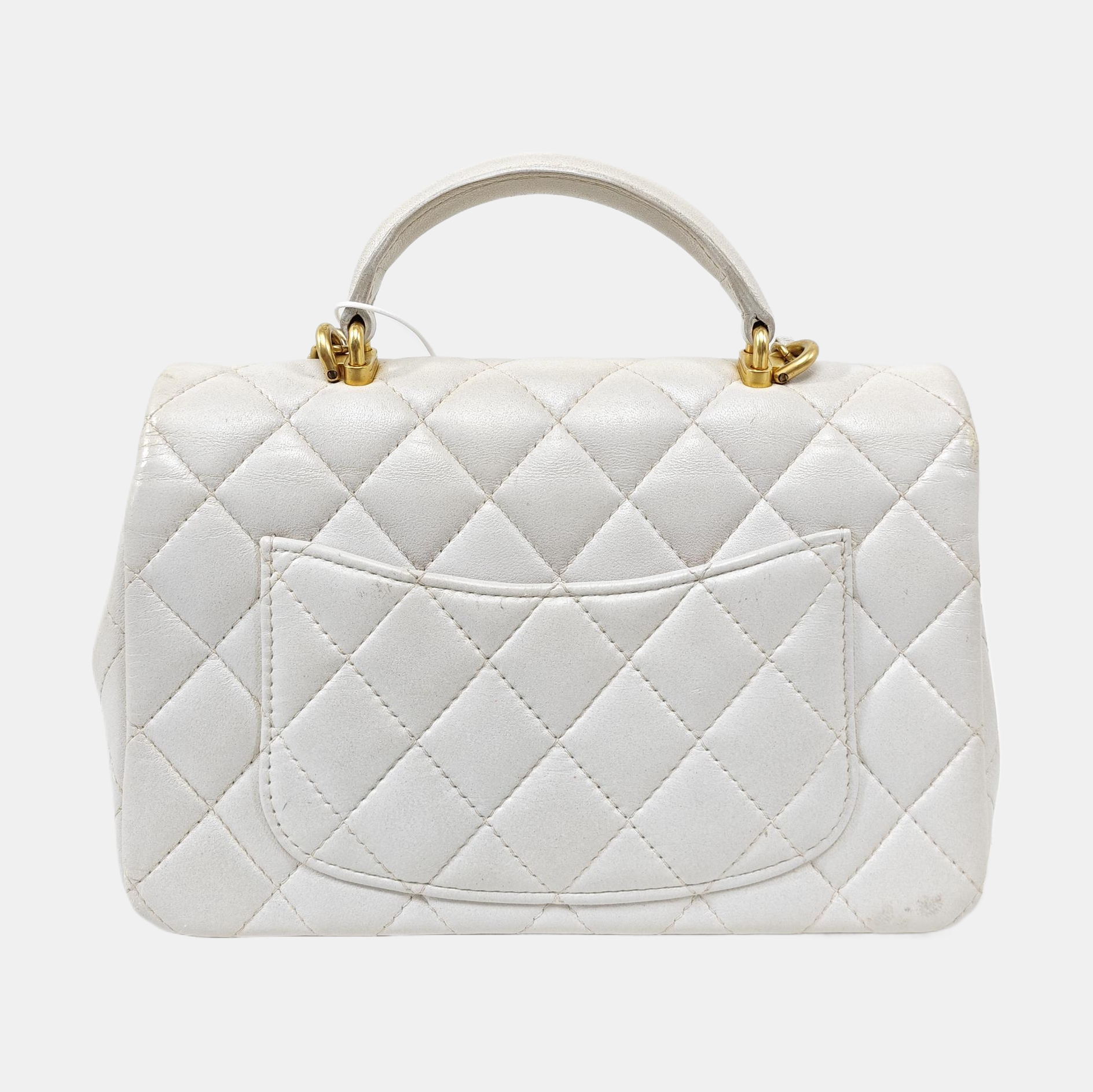 Quilted Lambskin Shoulder Bag White