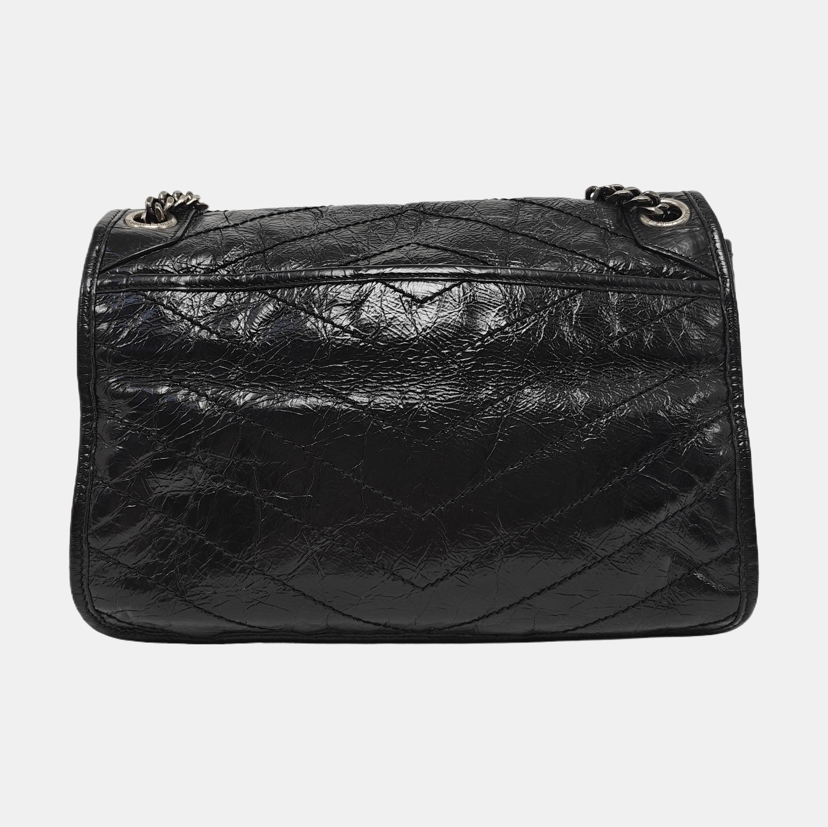 NIKI Medium Chevron Calfskin Black