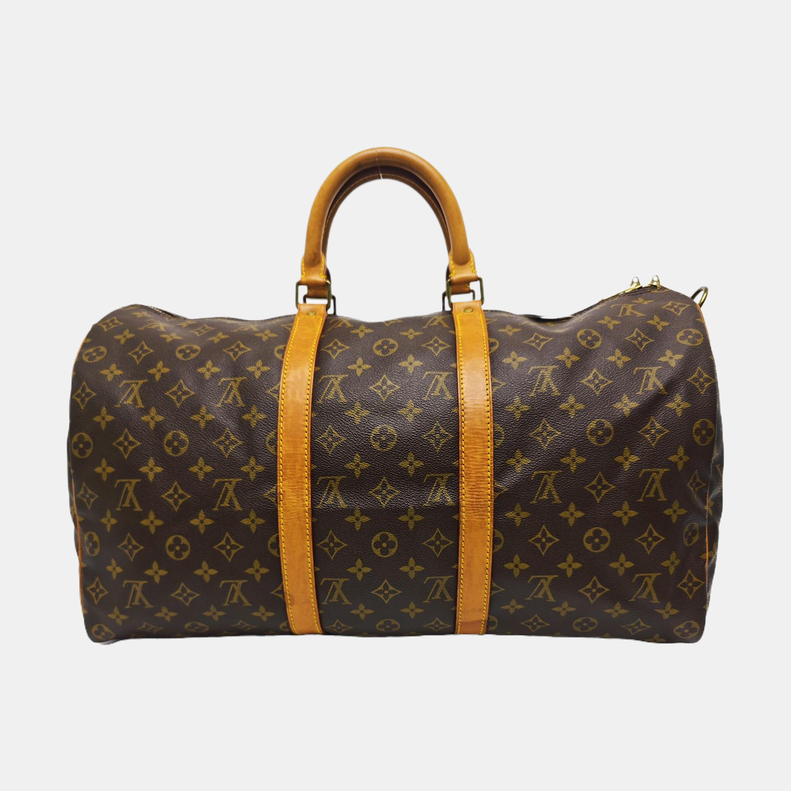 KEEPALL 50 Monogram Coated Canvas Brown