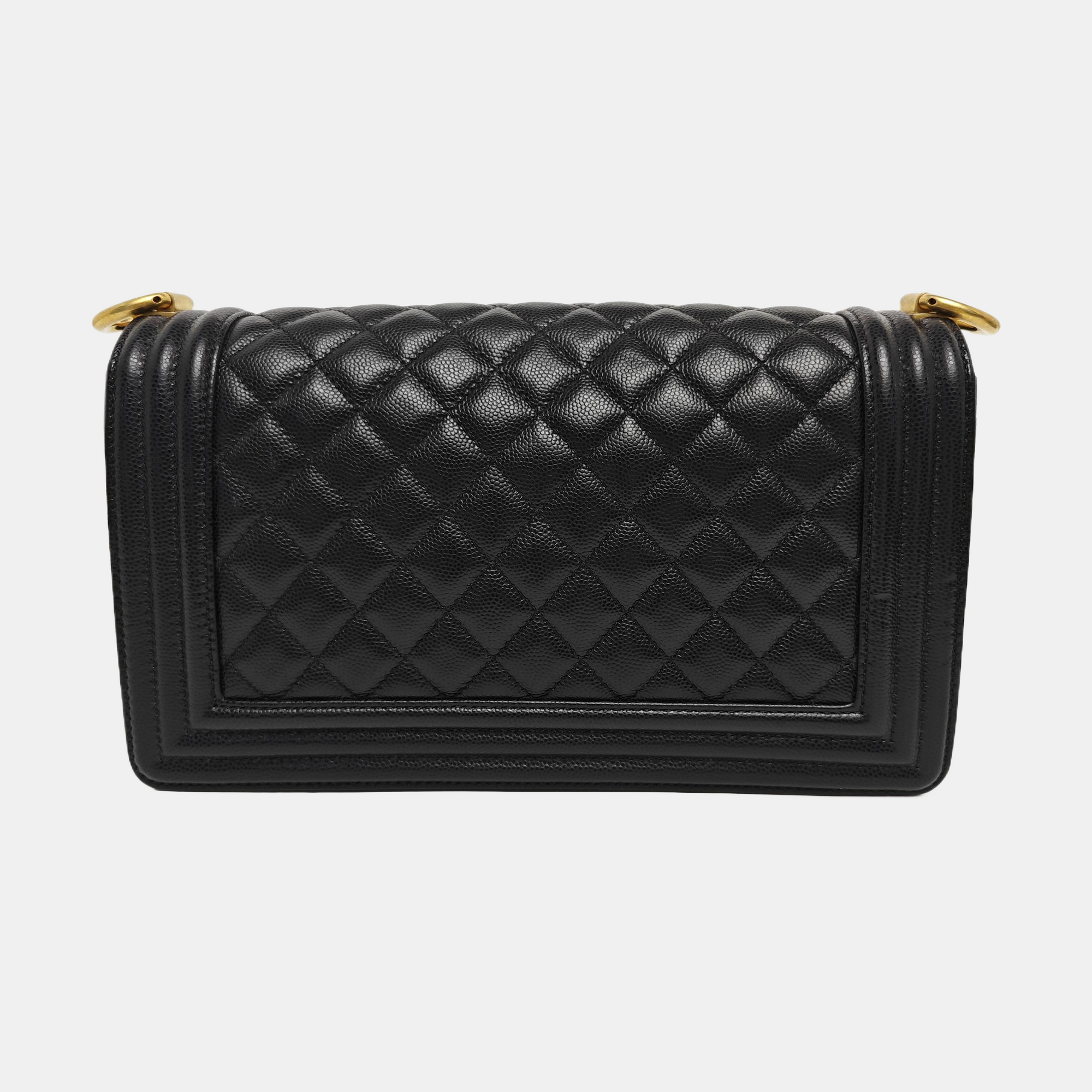 BOY CHANEL Medium Quilted Grained Calfskin Black