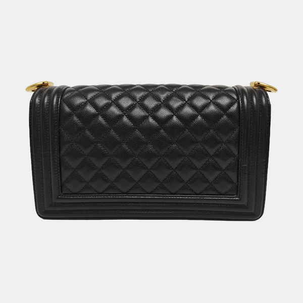 BOY CHANEL Medium Quilted Grained Calfskin Black