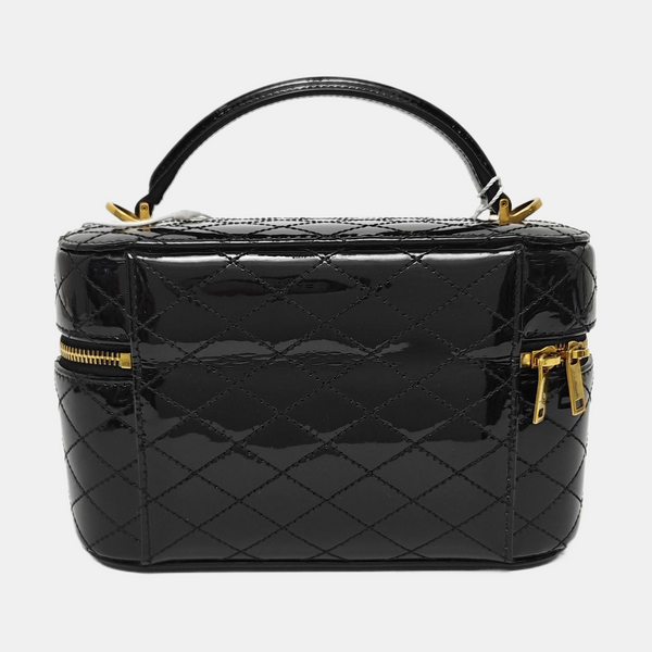 80'S VANITY Quilted Patent Leather Black
