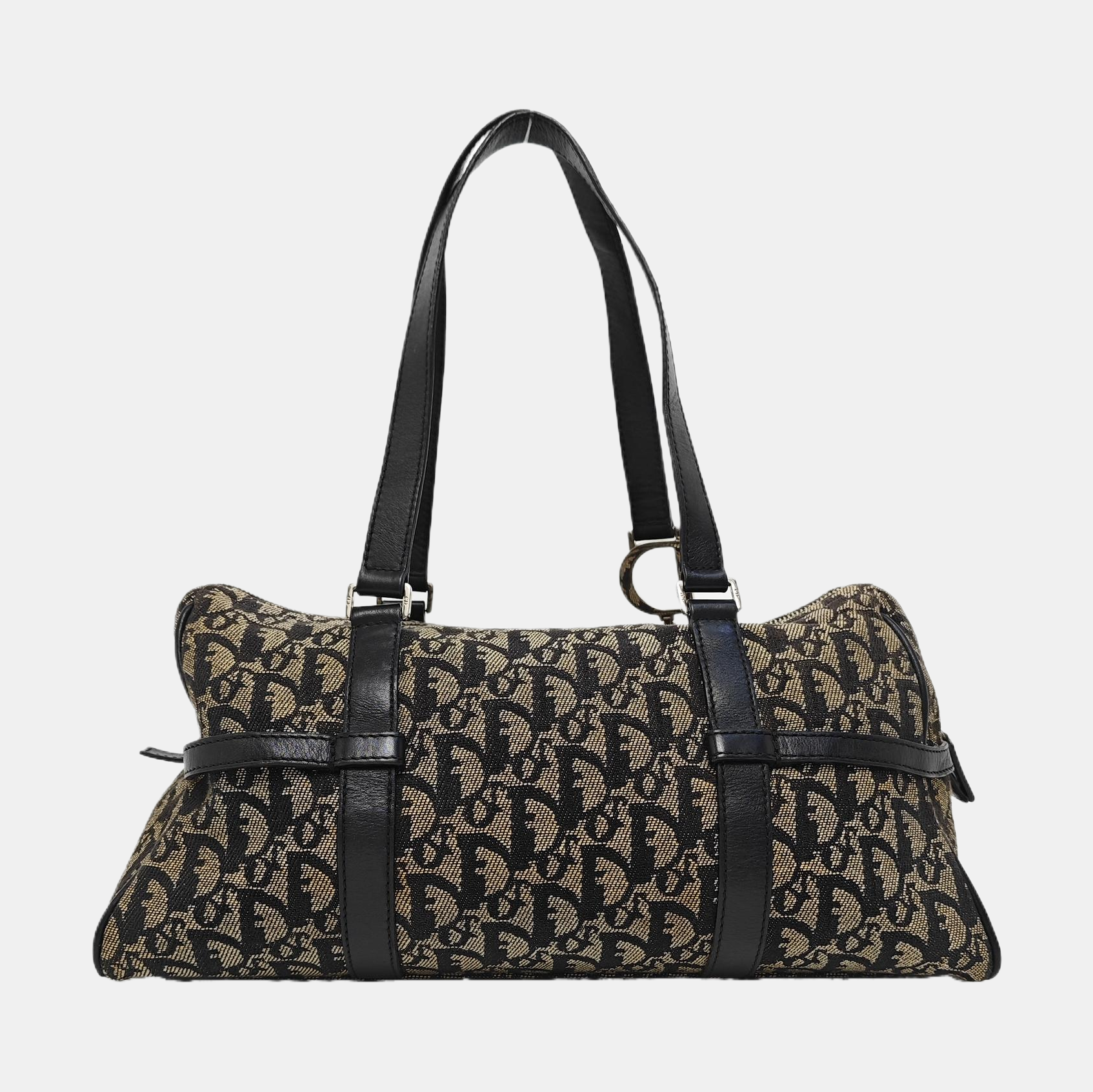 Oblique Canvas Top Handle Bag Gray