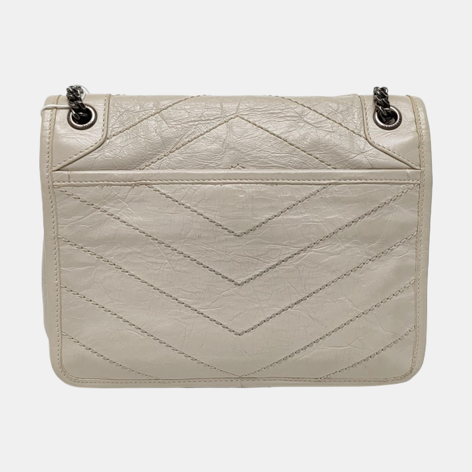 NIKI Small Chevron Calfskin White
