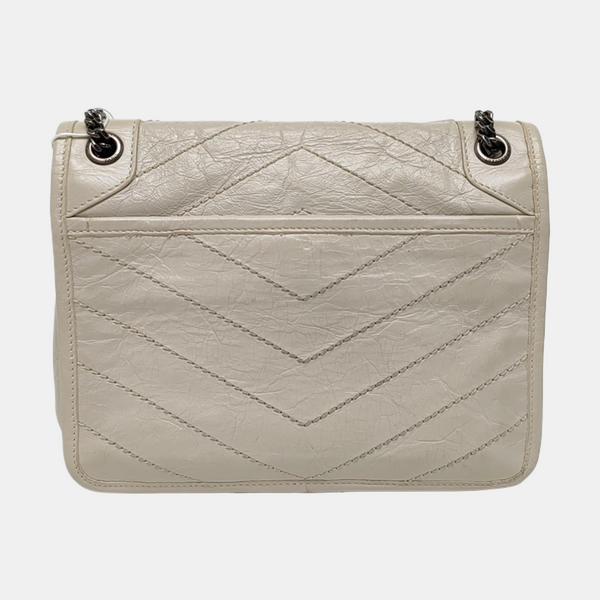 NIKI Small Chevron Calfskin White