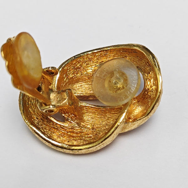 Twist Round Metal Gold Clip On Earrings