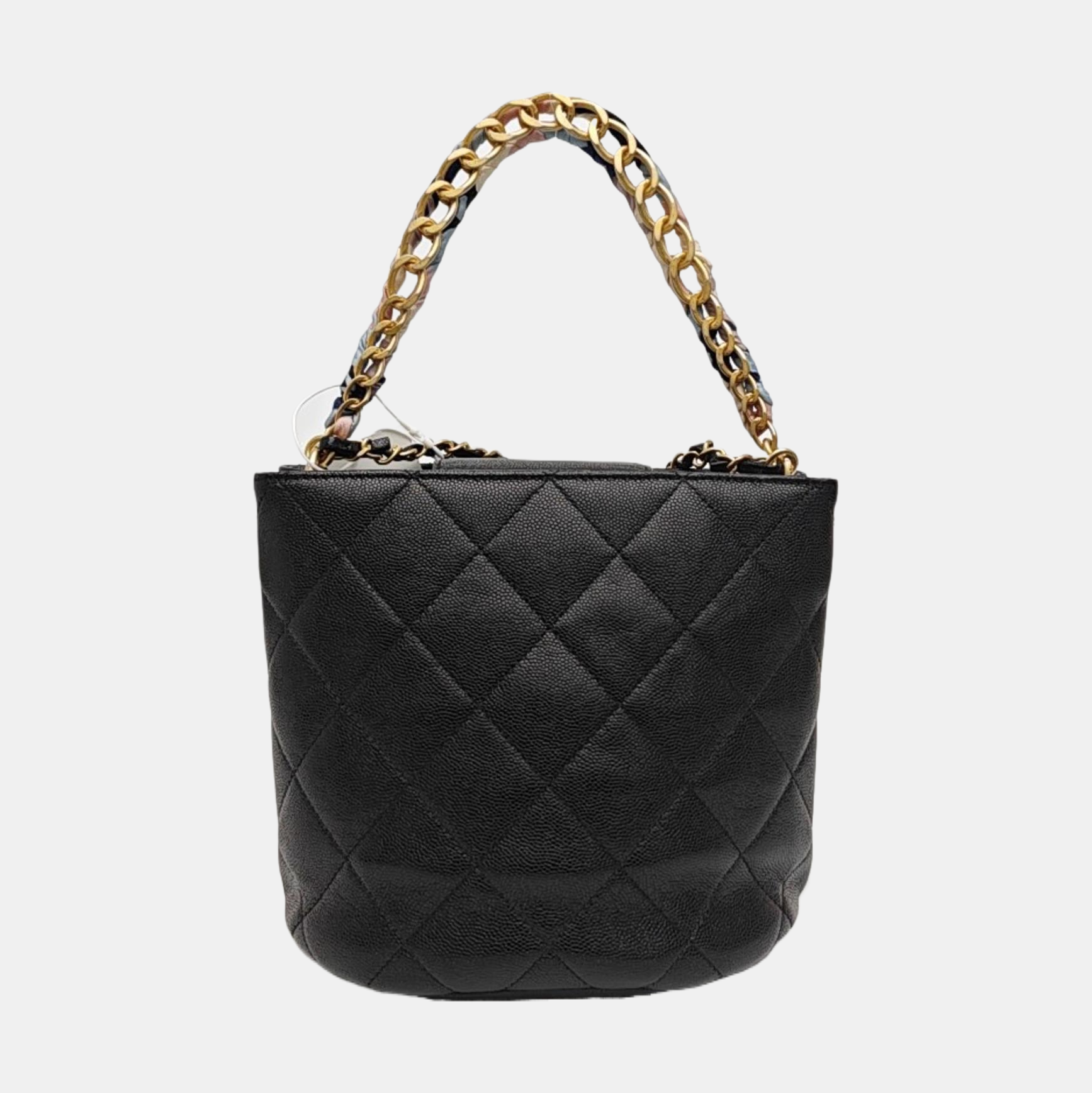 Quilted Grained Calfskin Shoulder Bag Black